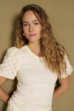 Top Haya - Constrast Puff Sleeve | Cream