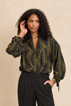 Blouse Annika | Green Leaves Print