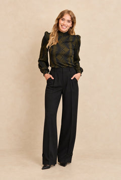 Top Karin | Green Leaves Print