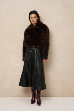 Skirt Keno - Midi Vegan Leather | Black