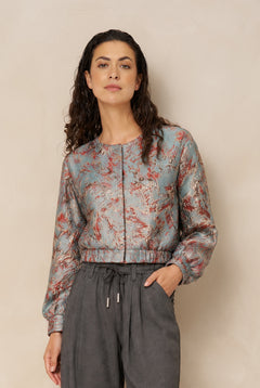 Jacket Jules - Jacquard Bomber | Dark Mint