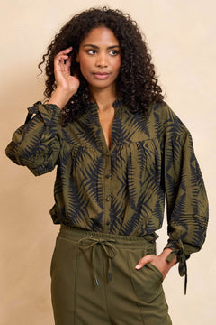Blouse Annika | Green Leaves Print