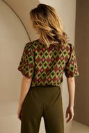 Blouse Naila | Green Pink Aztec