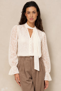 Blouse Jett - Jacquard bow tie | Cream