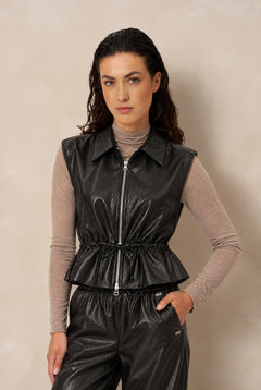 Gilet Kame - Vegan Leather | Black