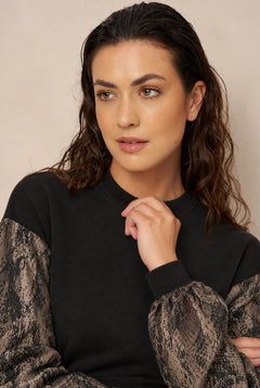 Sweater Jara - Contrast Sleeve | Black