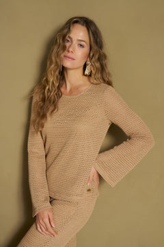 Top Hyra - Crochet Flare Sleeve | Sand
