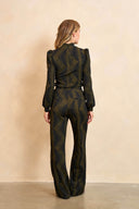 Broek Liv | Green leaves print