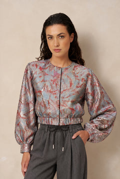 Jacket Jules - Jacquard Bomber | Dark Mint