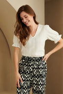 Trousers Novalee | Black / white print