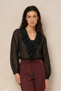 Blouse Kio - Boho Ruffle | Black